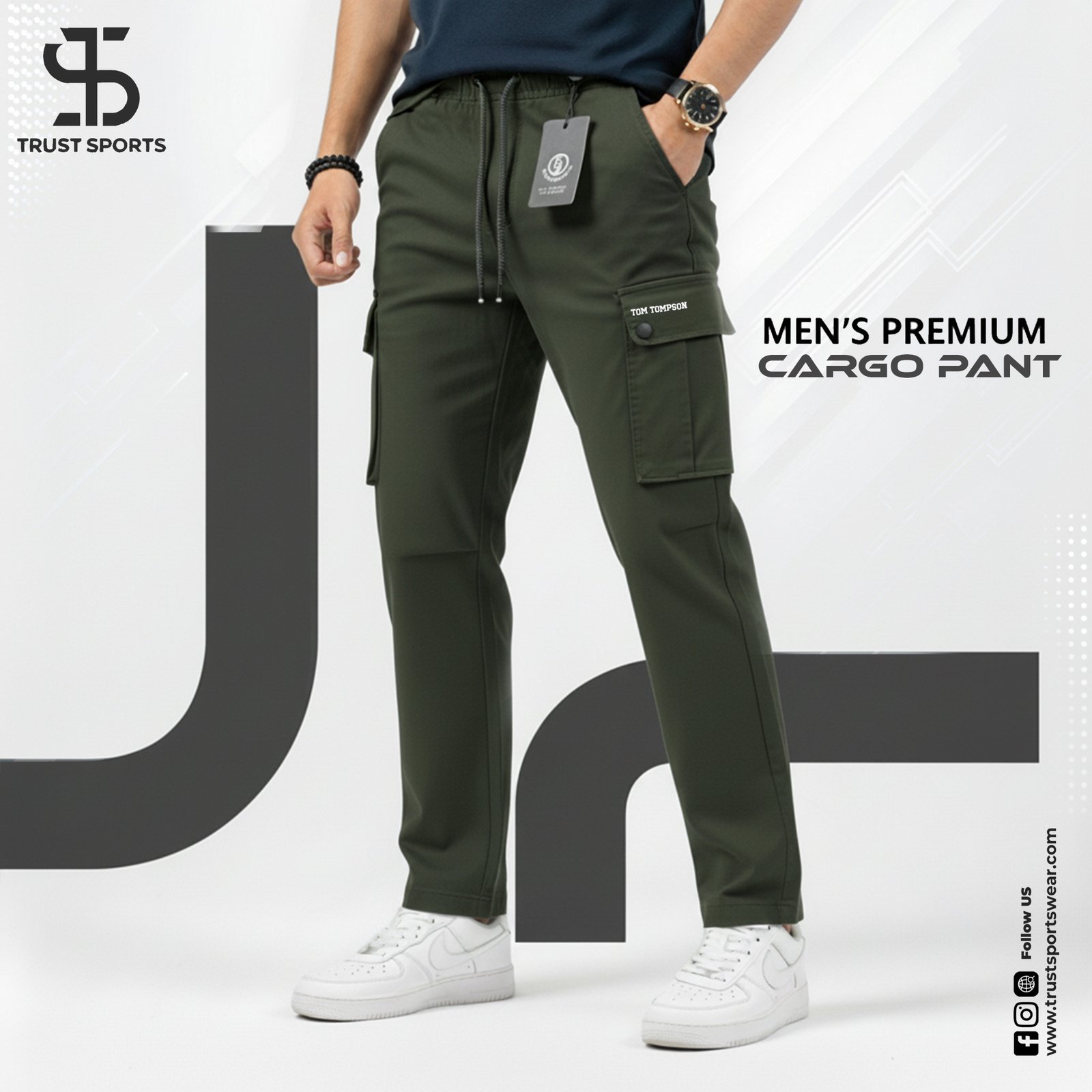 SMP-3 Trust Sports- Tom Tompson Cargo Trouser Deep olive. - Image 1