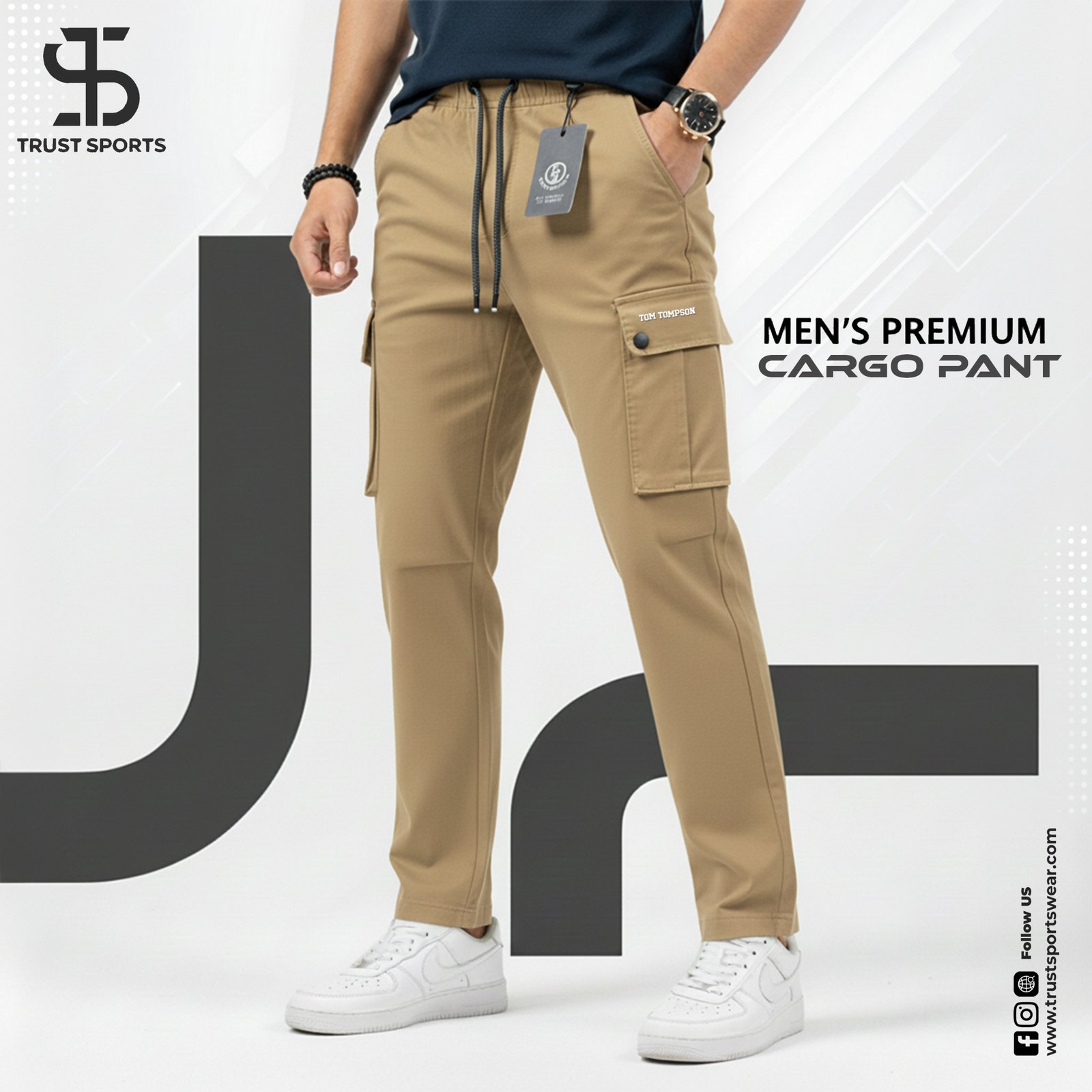 SMP-9 Trust Sports- Tom Tompson Cargo Trouser Khaki. - Image 1